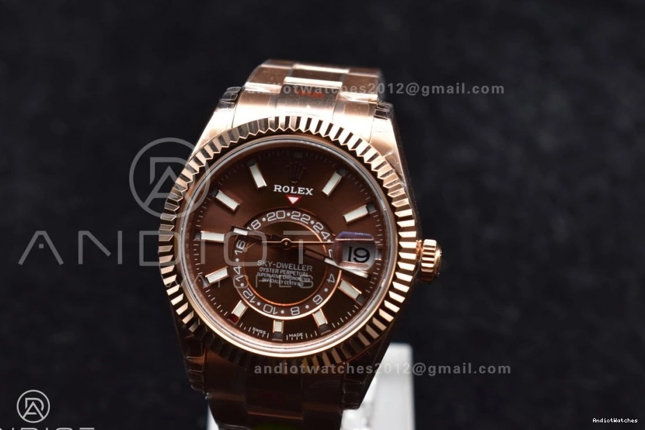 on RG Bracelet Best A23J Brown Dial Skydweller Noob Sleek Edition RG 1103 0210